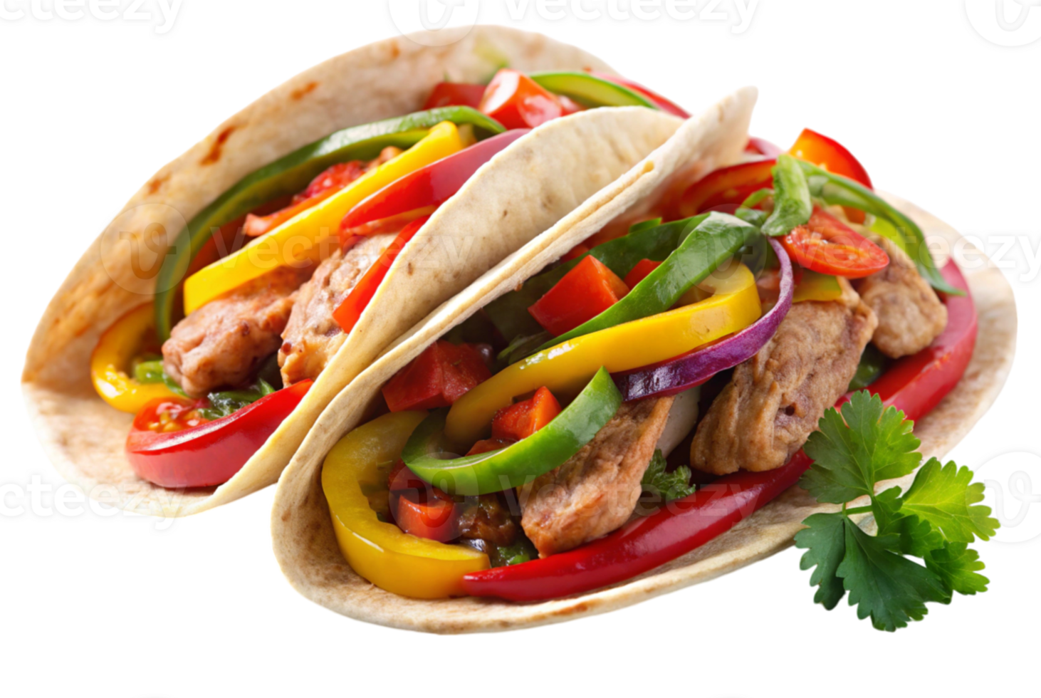 Fajitas white background tasty steak wrapped in tortillas png