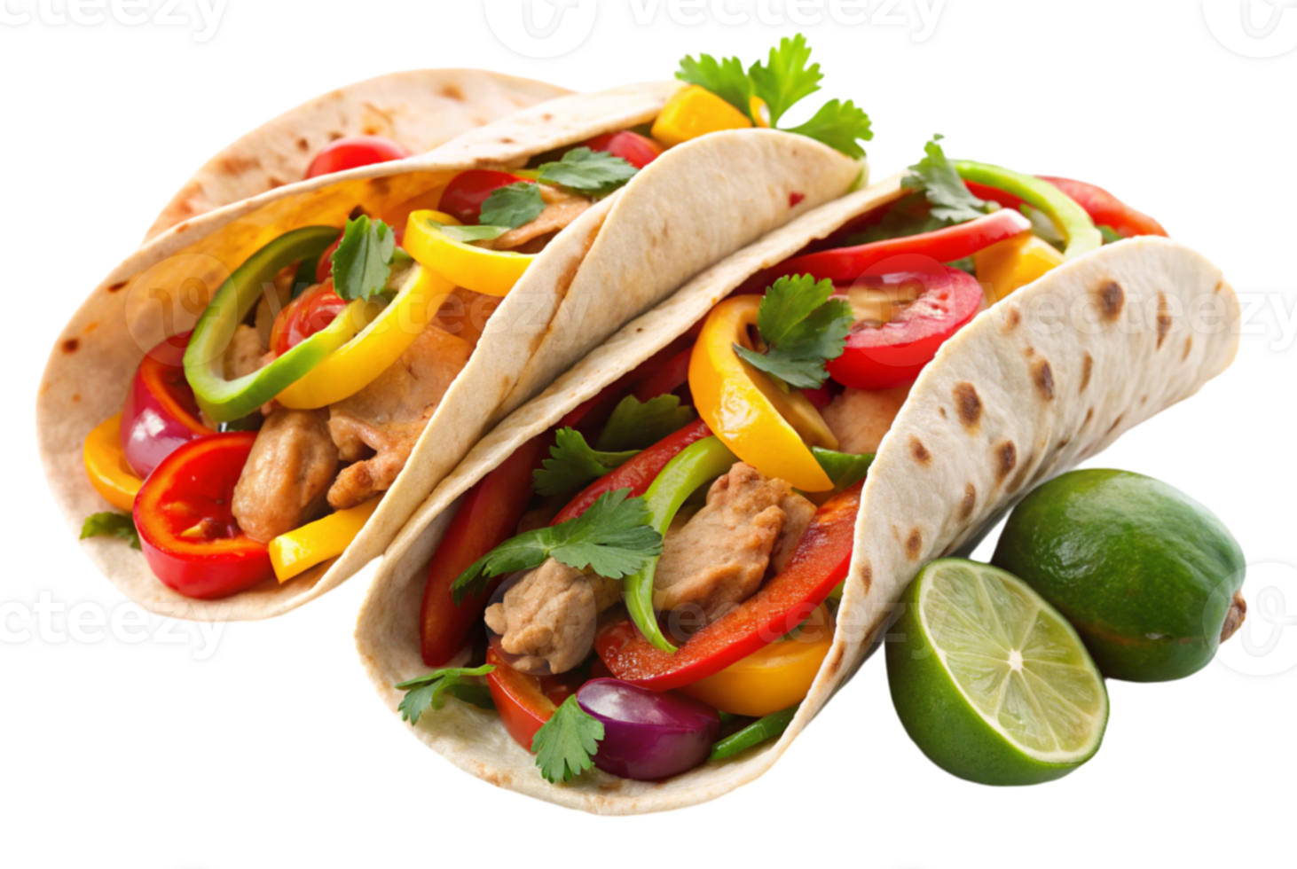 Fajitas white background sizzling hot colorful vegetables png