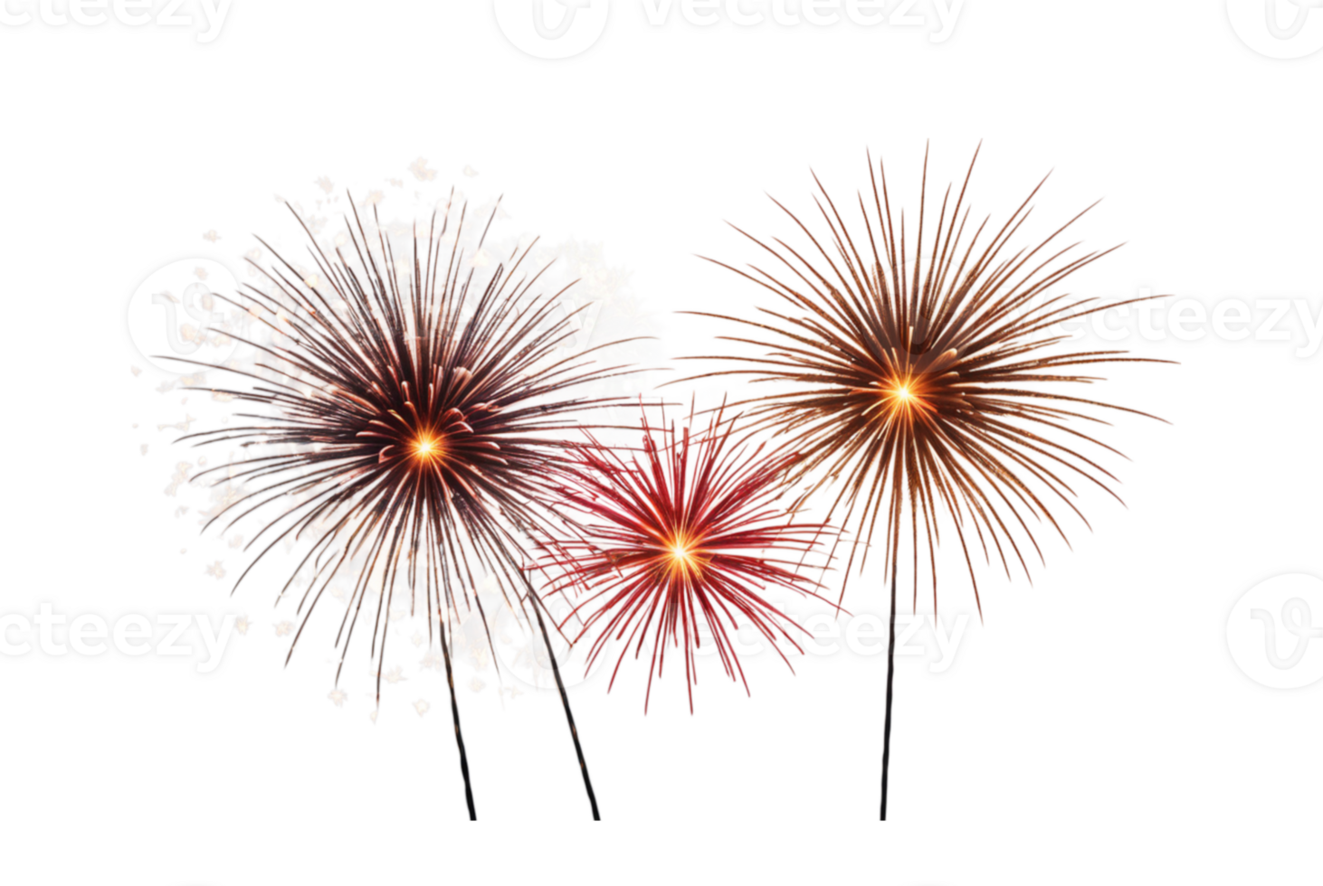 Festive fireworks create colorful dazzling bursts png