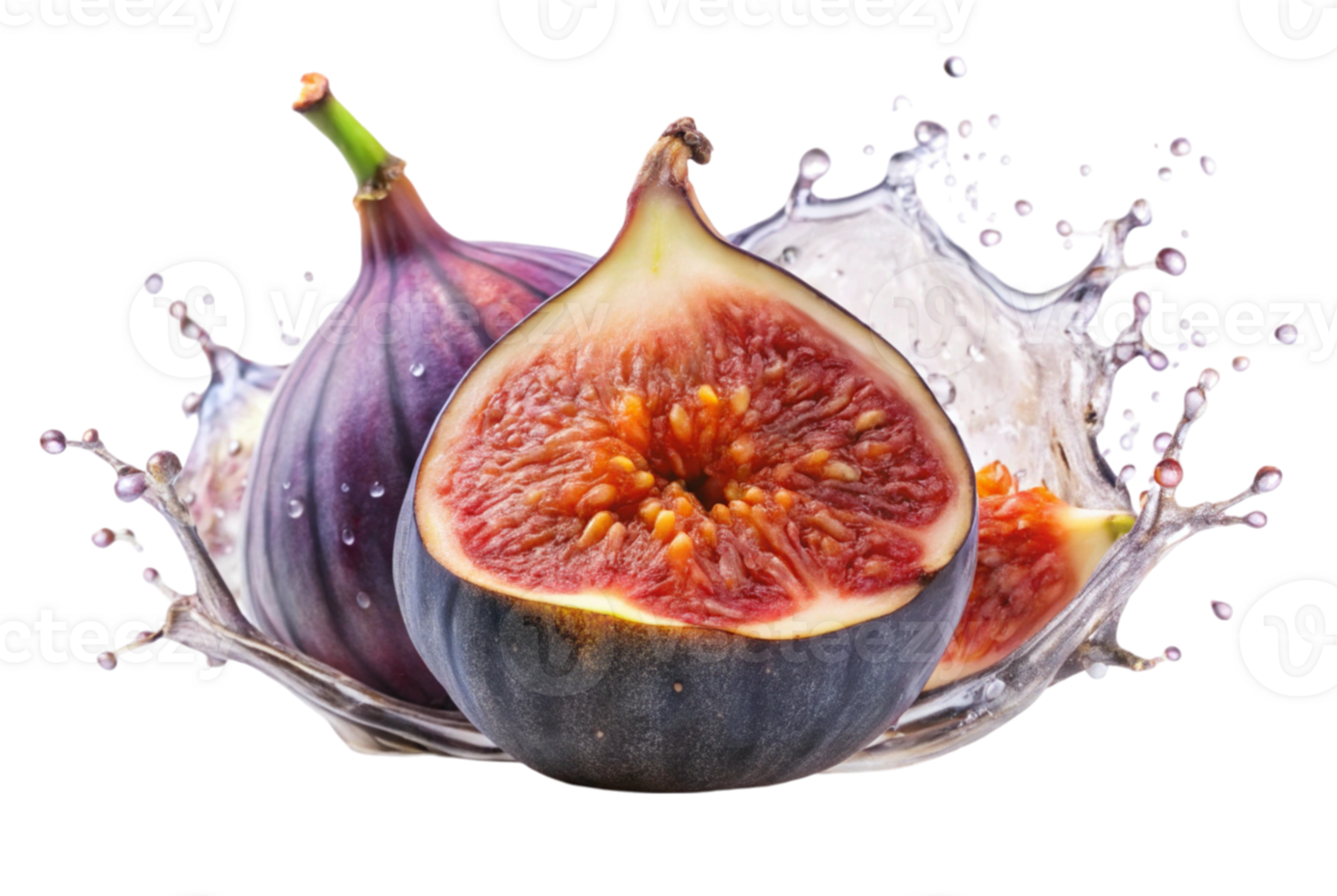 Fig in juice splash isolated on a white backgrou p png