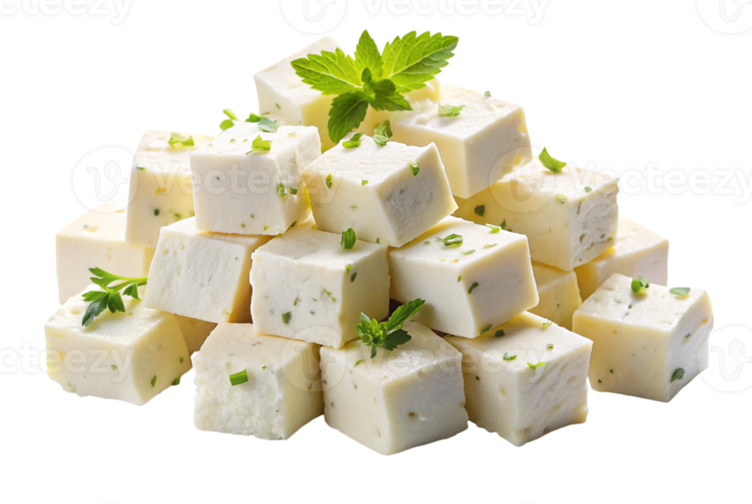 Feta cheese bundle cut in cubes with olives deliciously served png