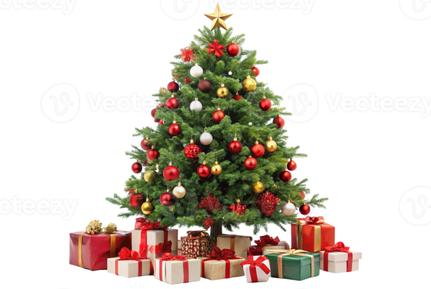 Festive Christmas Tree Adorned With Colorful Twinkling Lights png