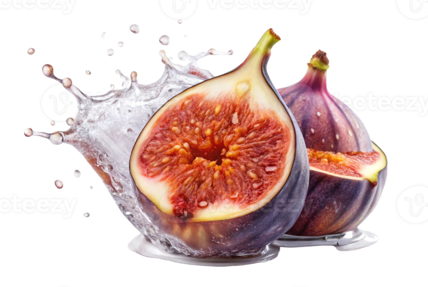 Fig in juice splash isolated on a white background png