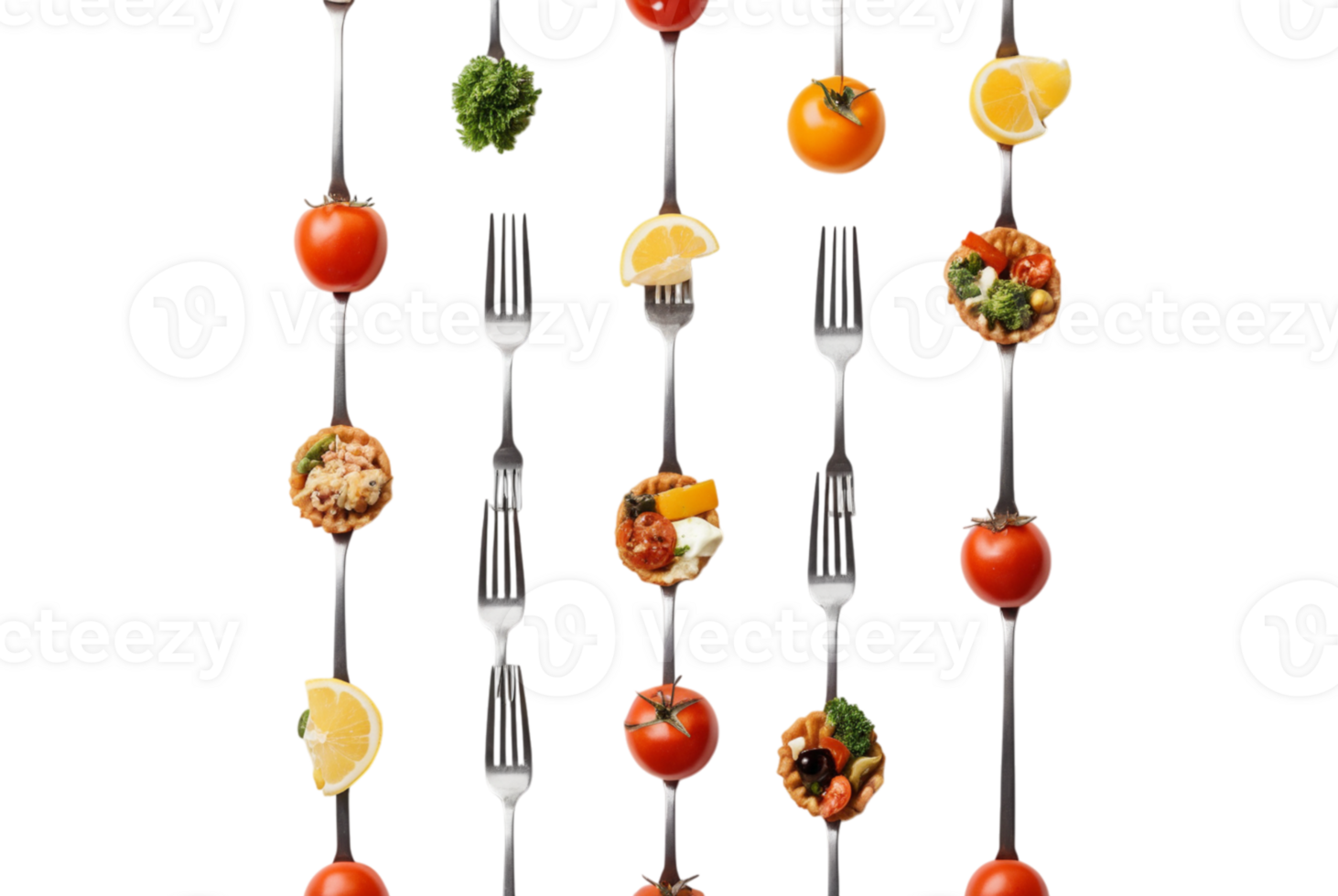 Food on Forks Savoring Diverse Cuisines with Every Bite png