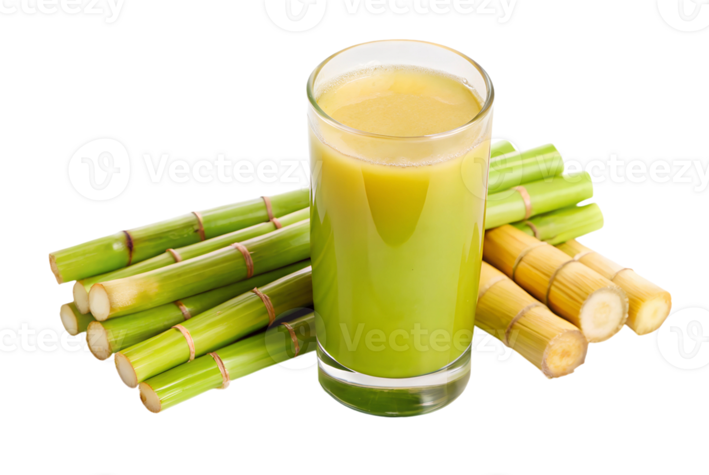 Fresh squeezed sugar cane juice in clear glass refreshes summer days png