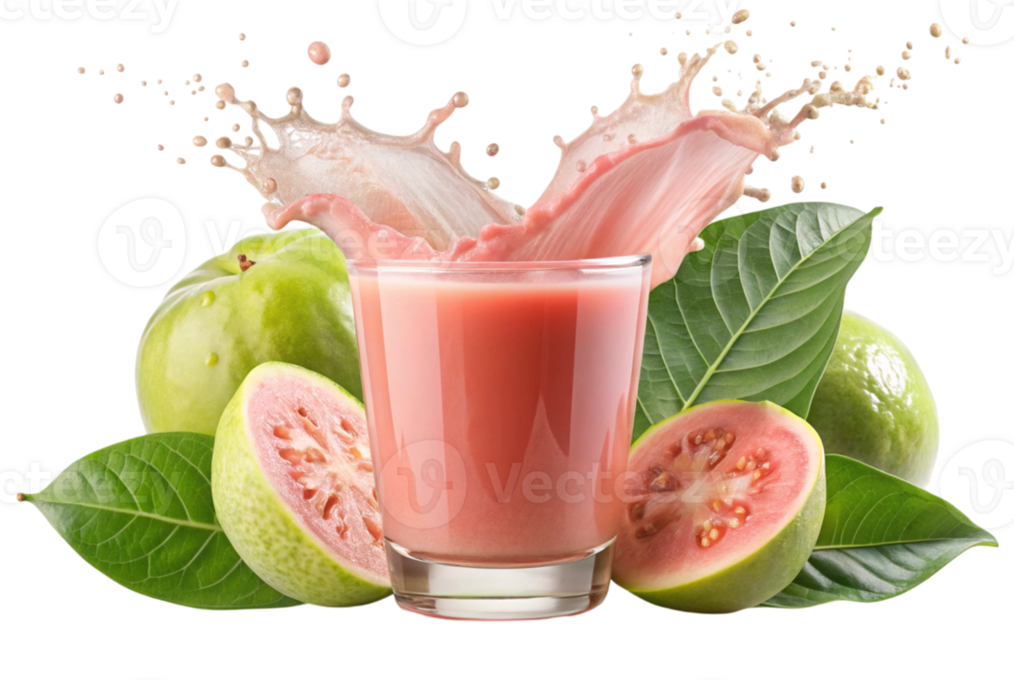 Fresh guava slices with splashing water a healthy choice png