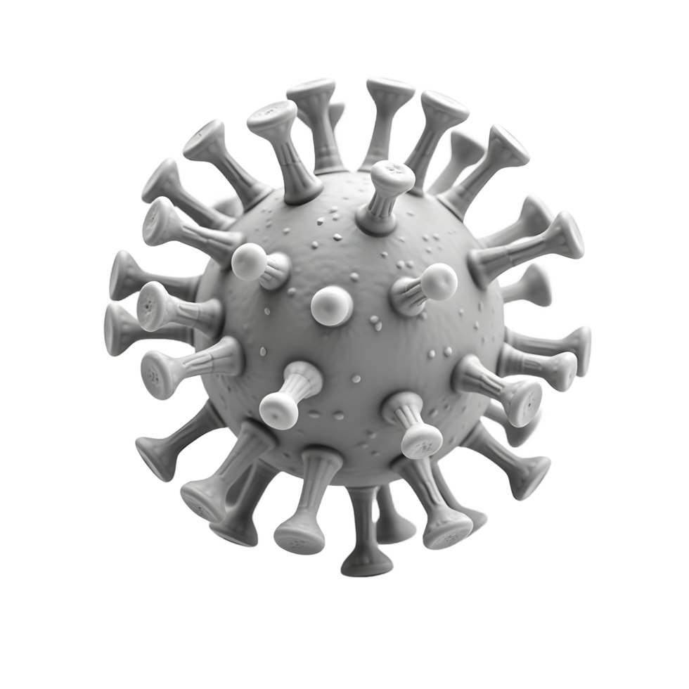 3D Render of Gray Virus Particle Model png