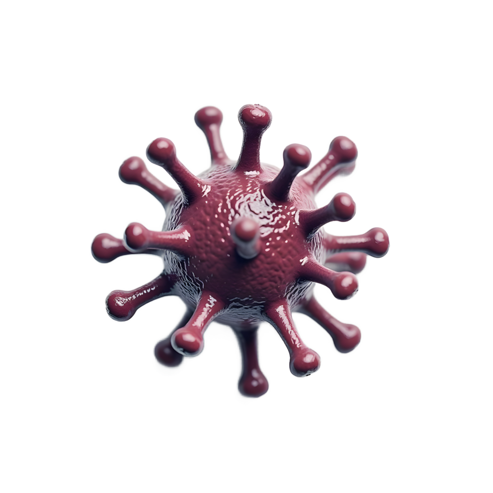 3D Render of a Maroon Virus Particle Microscopic View png