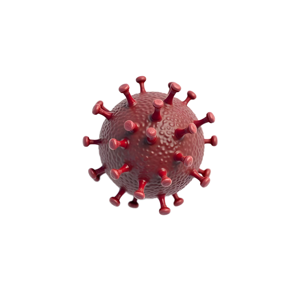 3D Render of Red Virus Particle Microscopic View png