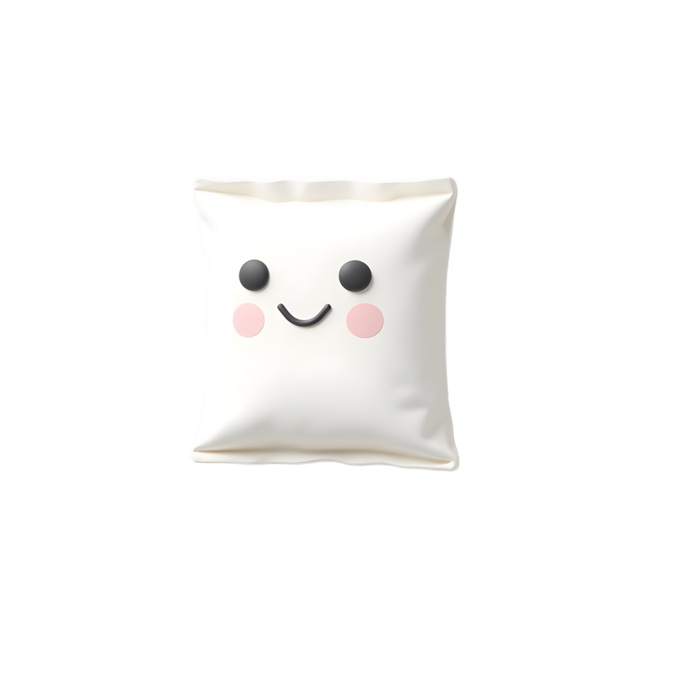 Happy Face Pillow Cute Decor 3D Render png