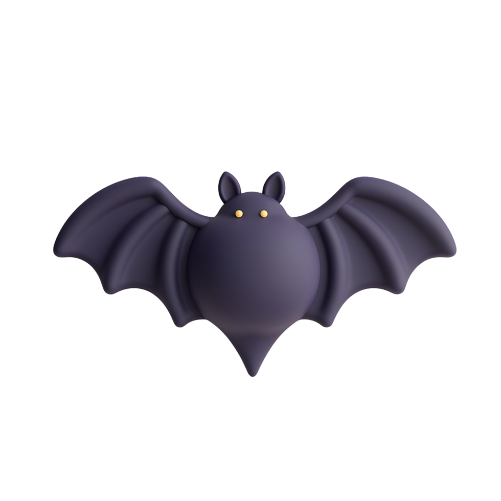 Cute 3D Rendered Bat Halloween Decoration png