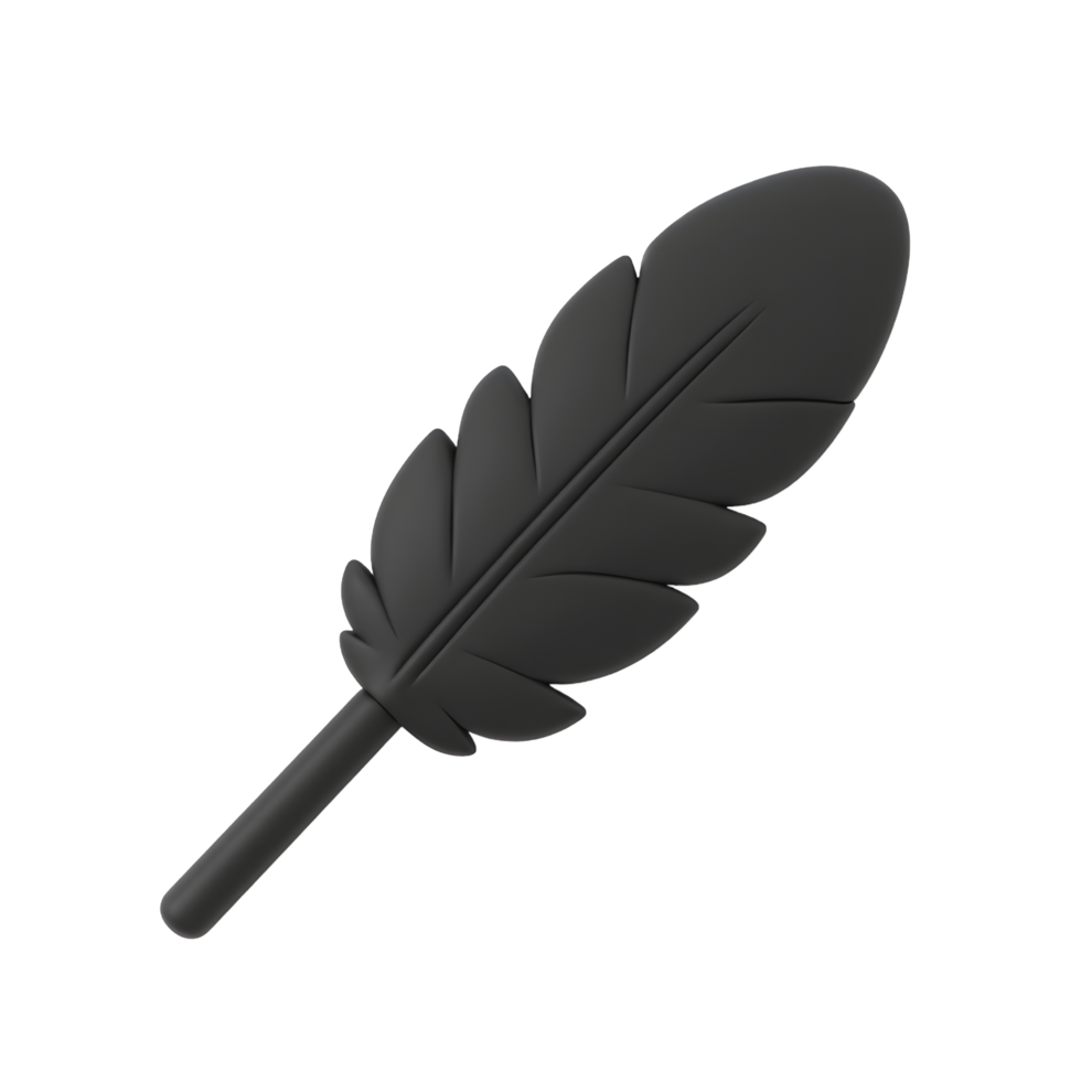 Black Feather 3D Render Illustration Design png