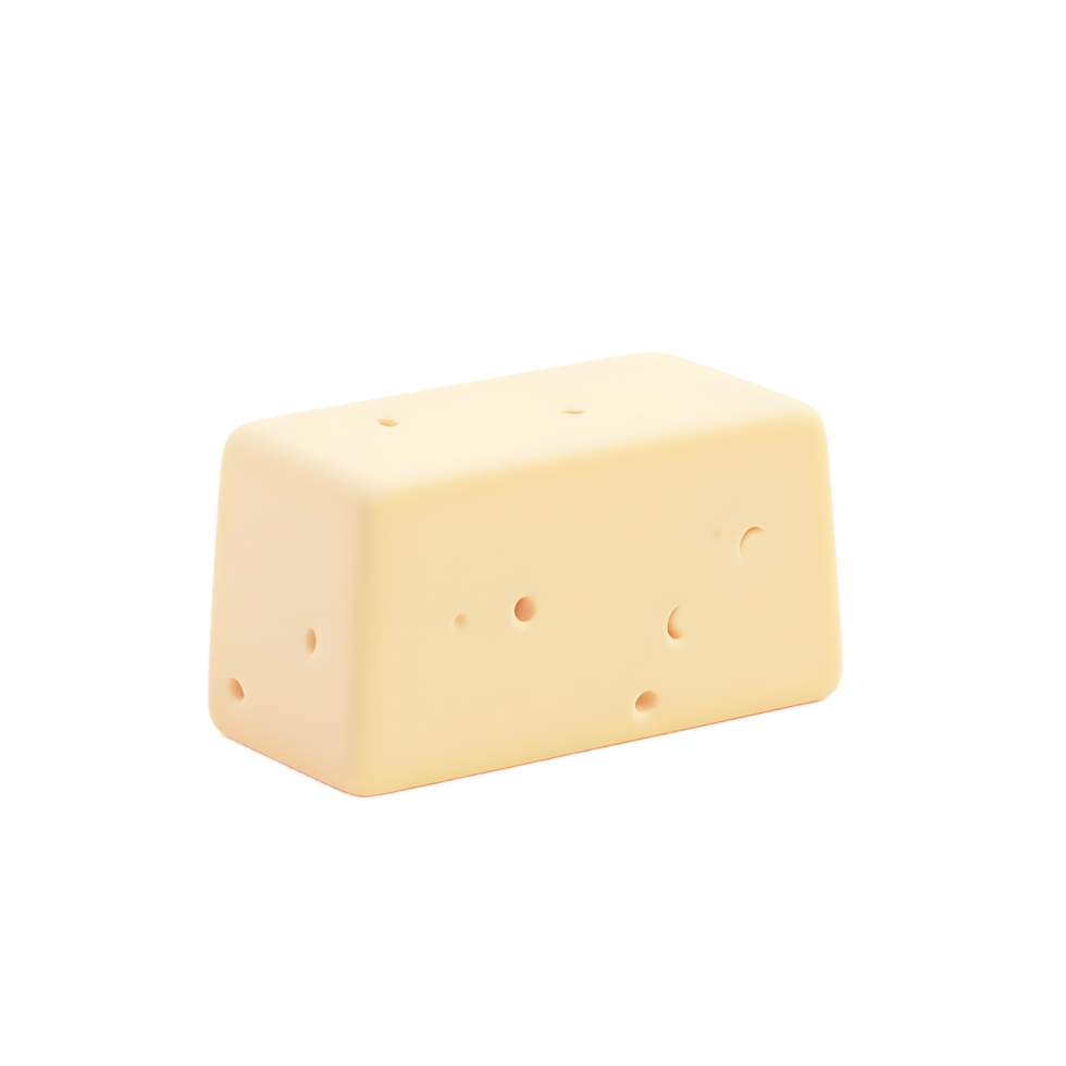 Block of Creamy Yellow Cheese Isolated on White png