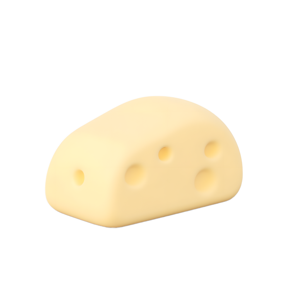 Cute Cartoon Cheese Wedge 3D Render Illustration png