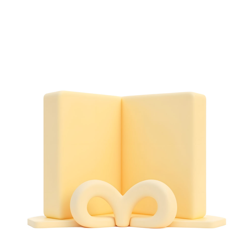 Pastel Yellow 3D Book Mockup with Ribbon png