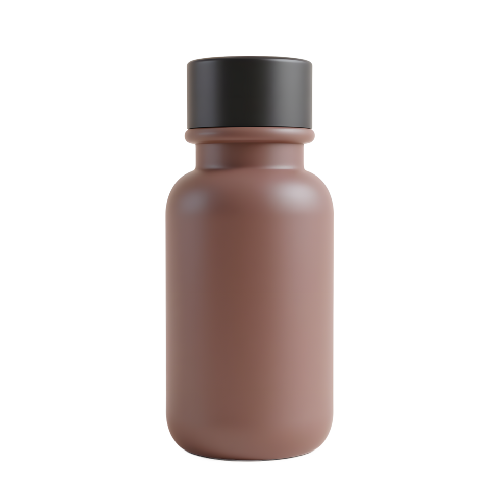 Brown Bottle Mockup with Black Lid Product Packaging Design png