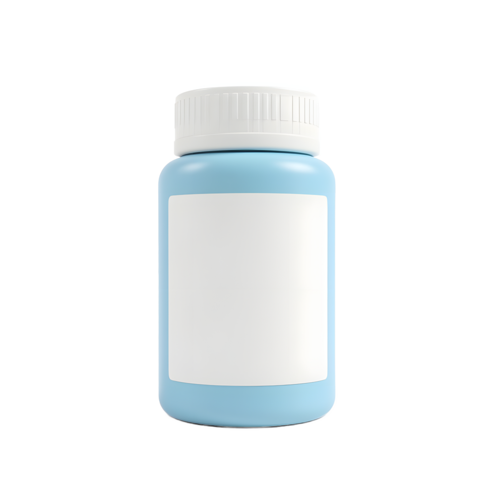 Blank Light Blue Medicine Bottle Mockup with White Label png