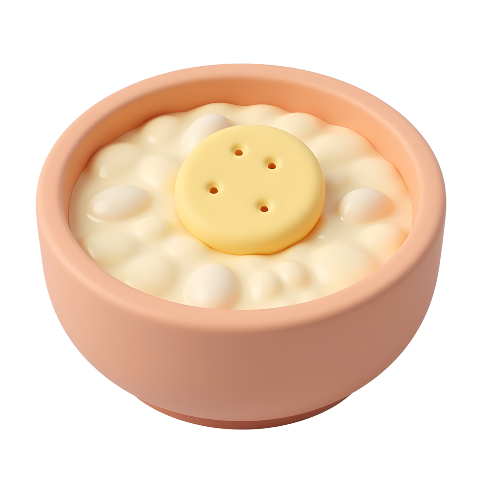 Creamy Soup with Cracker 3D Render Illustration png