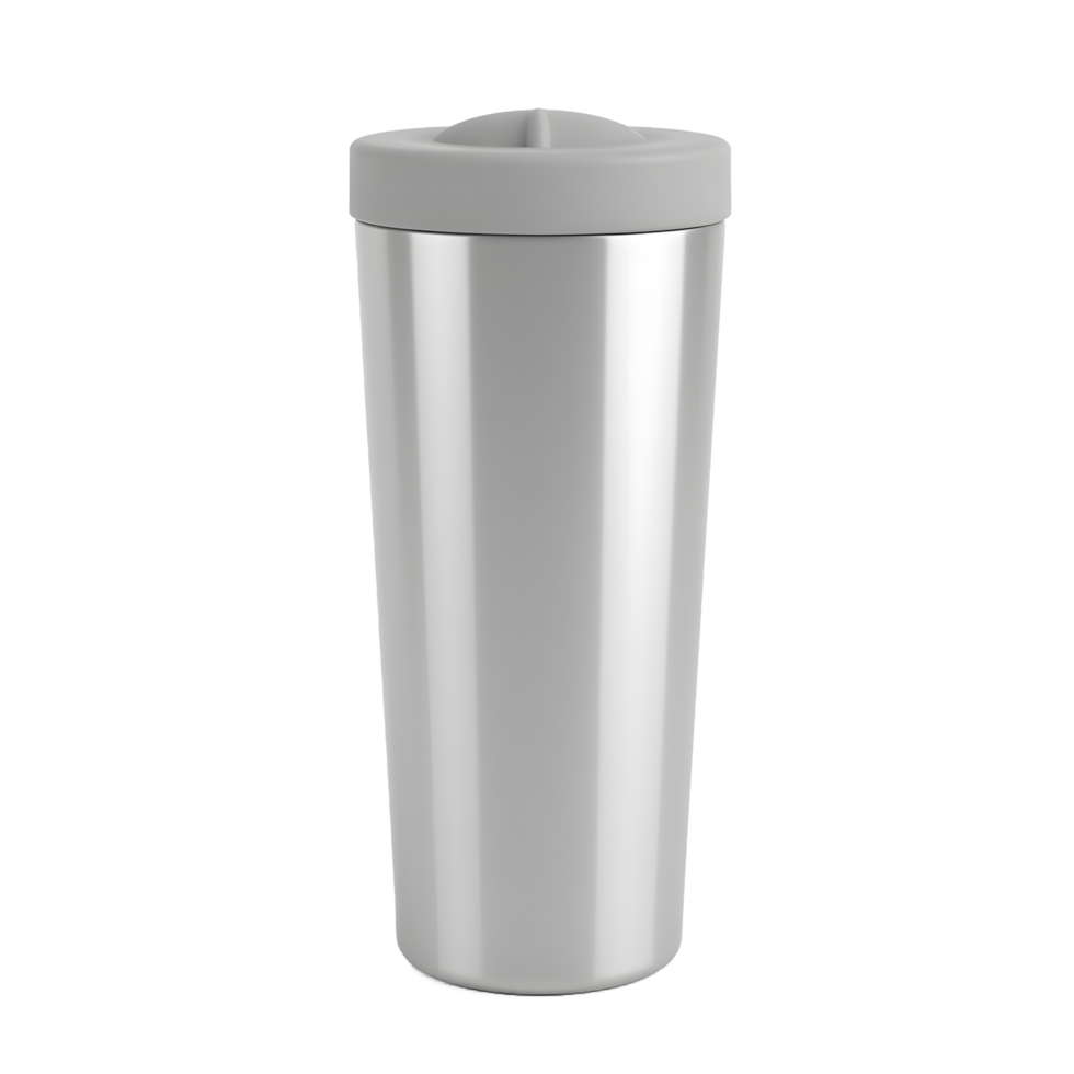 Sleek Grey Stainless Steel Travel Mug with Lid png