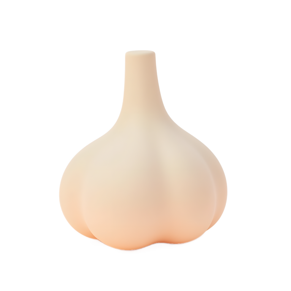 Single Garlic Bulb 3D Render Illustration png