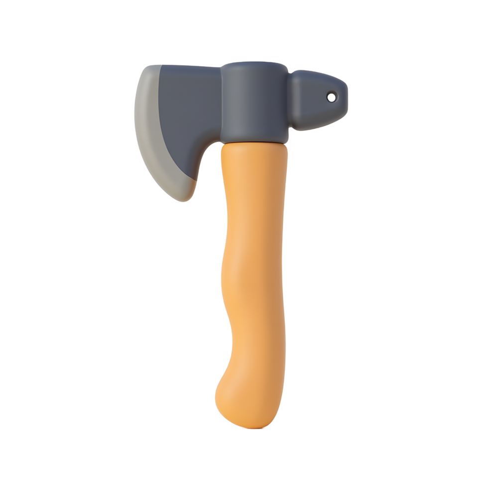 Cartoon Axe 3D Model Render Orange Handle Gray Head png