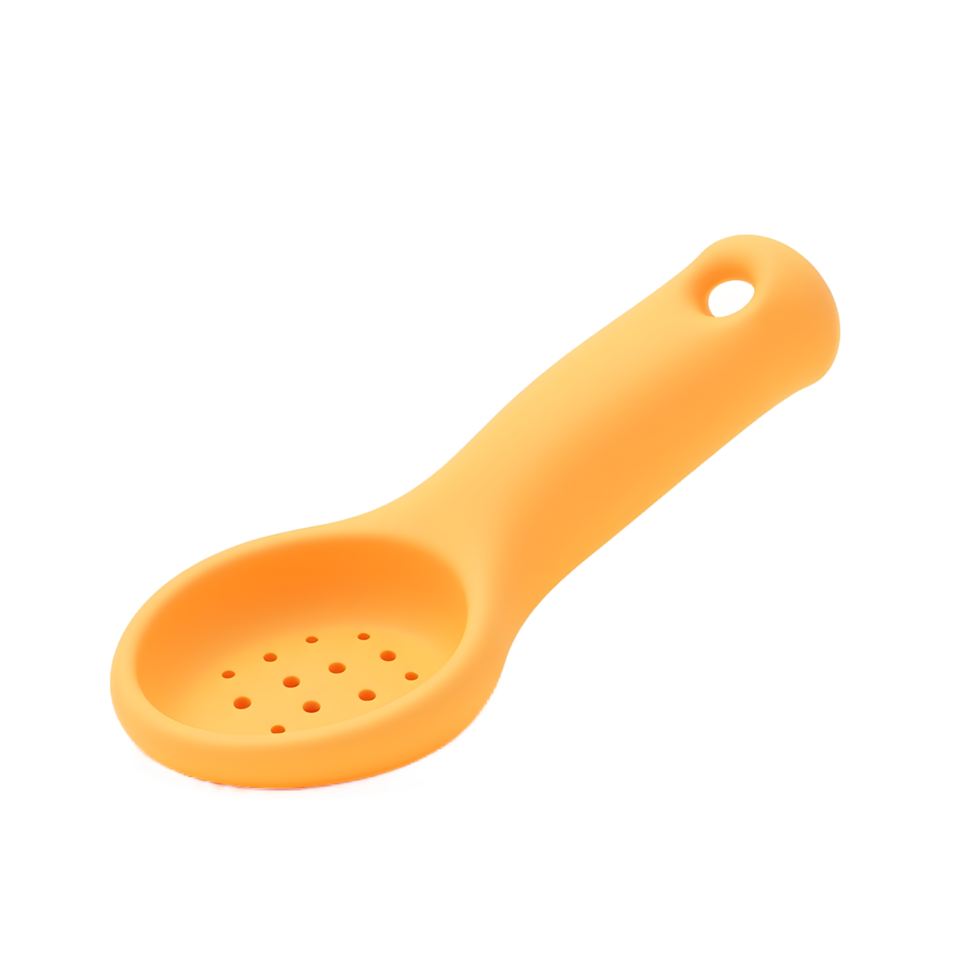 Orange Silicone Strainer Spoon for Baby Food png