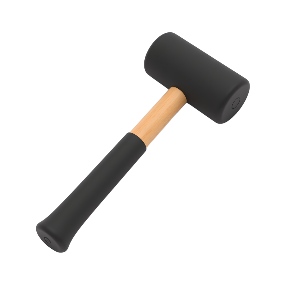 Black Rubber Mallet with Wooden Handle for Crafts png