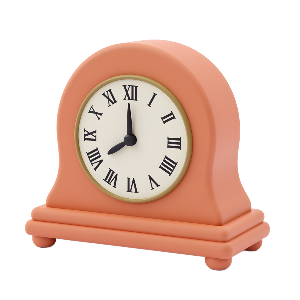 Cute Coral Mantel Clock Roman Numerals Home Decor png