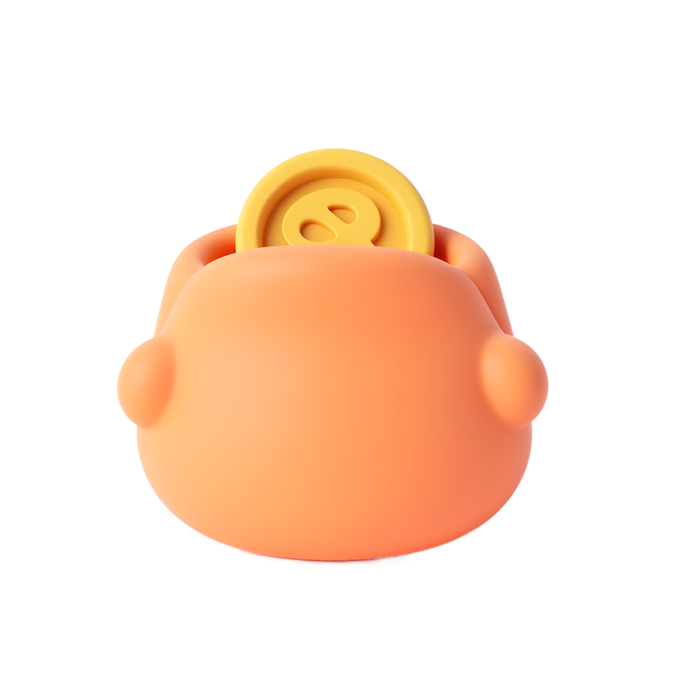 Cute 3D Rendered Piggy Bank Saving Coin Illustration png
