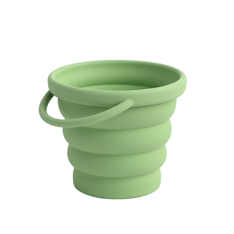 Collapsible Silicone Bucket Green Portable Beach Toy png