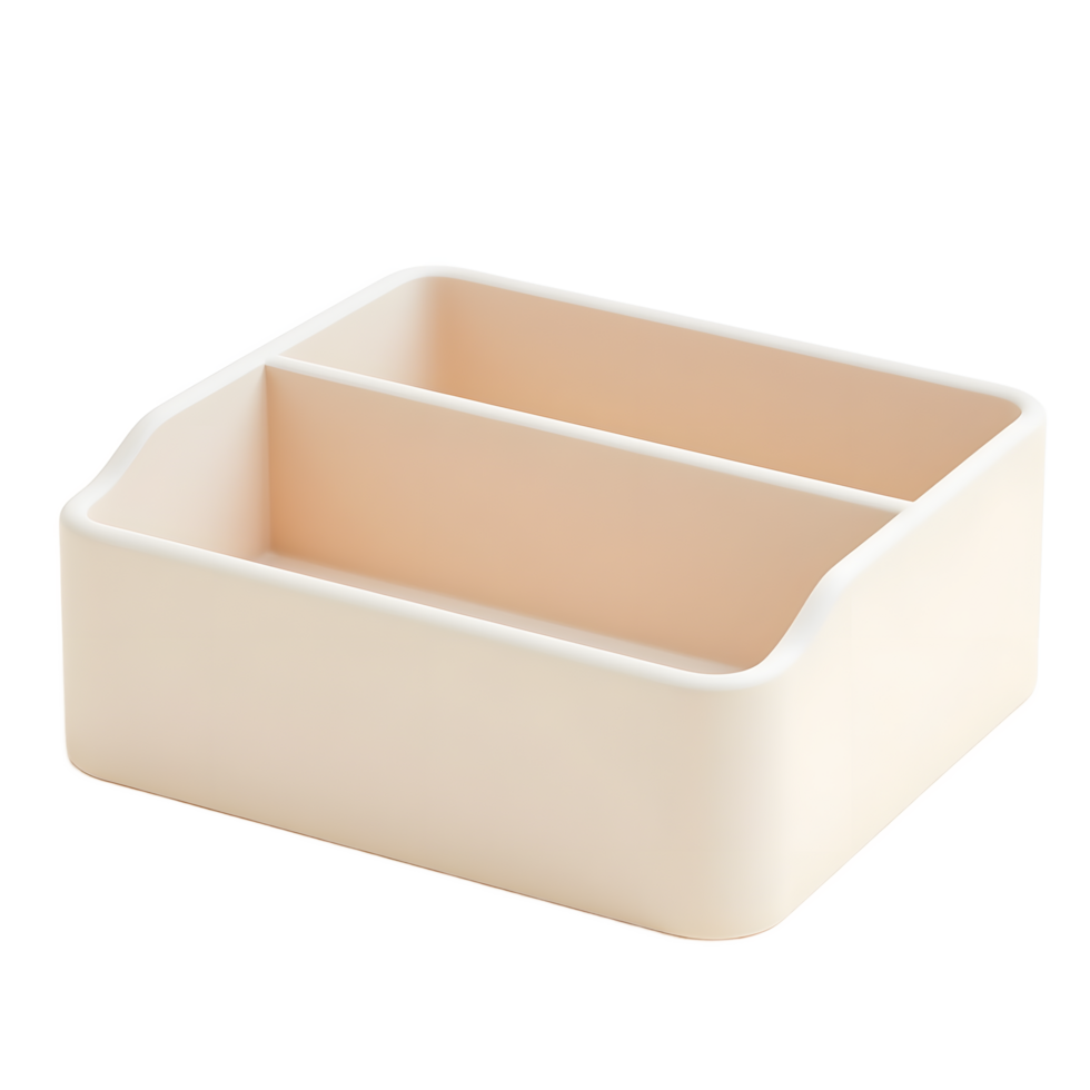 Beige Desk Organizer Two Compartments Storage Tray png