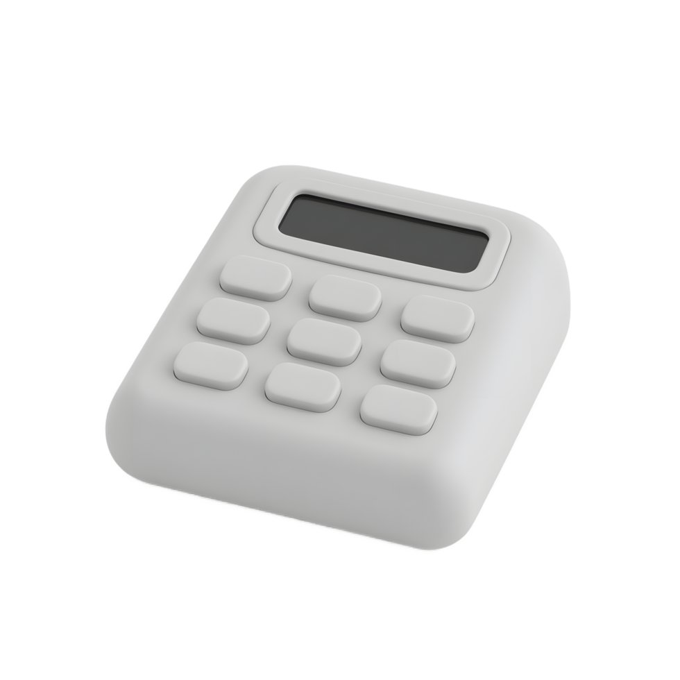 Simple Grey Calculator 3D Render Modern Design png