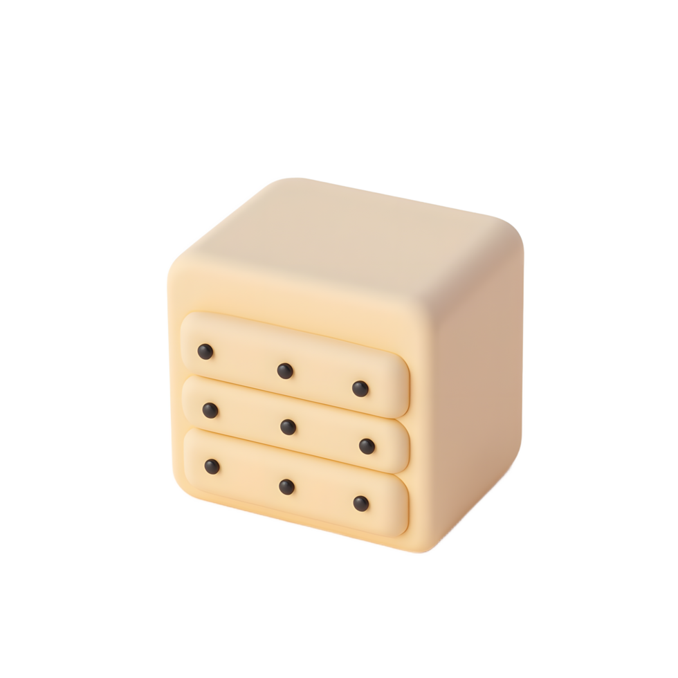 Creamy 3D Rendered Chest of Drawers Icon png