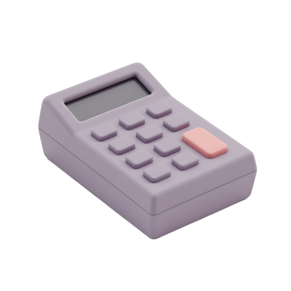 Purple Calculator 3D Render Digital Device UI Design png
