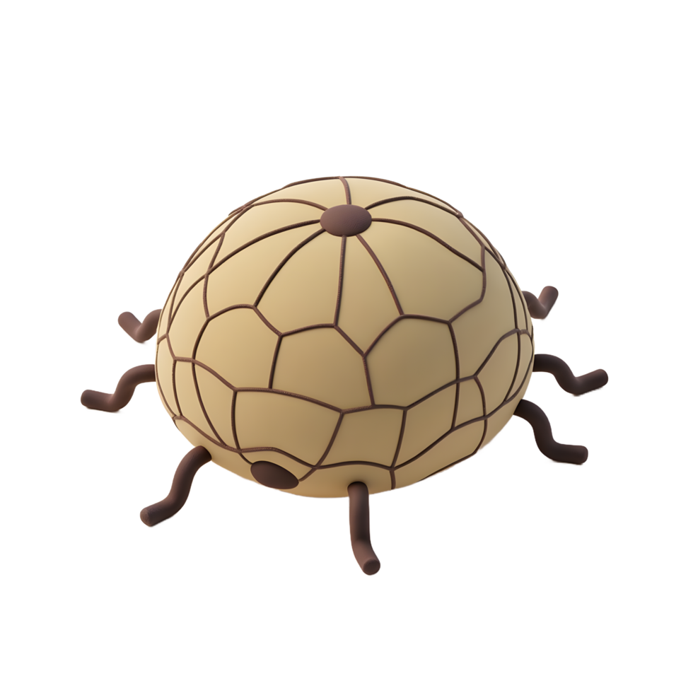 3D Render of Cute Beige Cartoon Bug with Brown Legs png