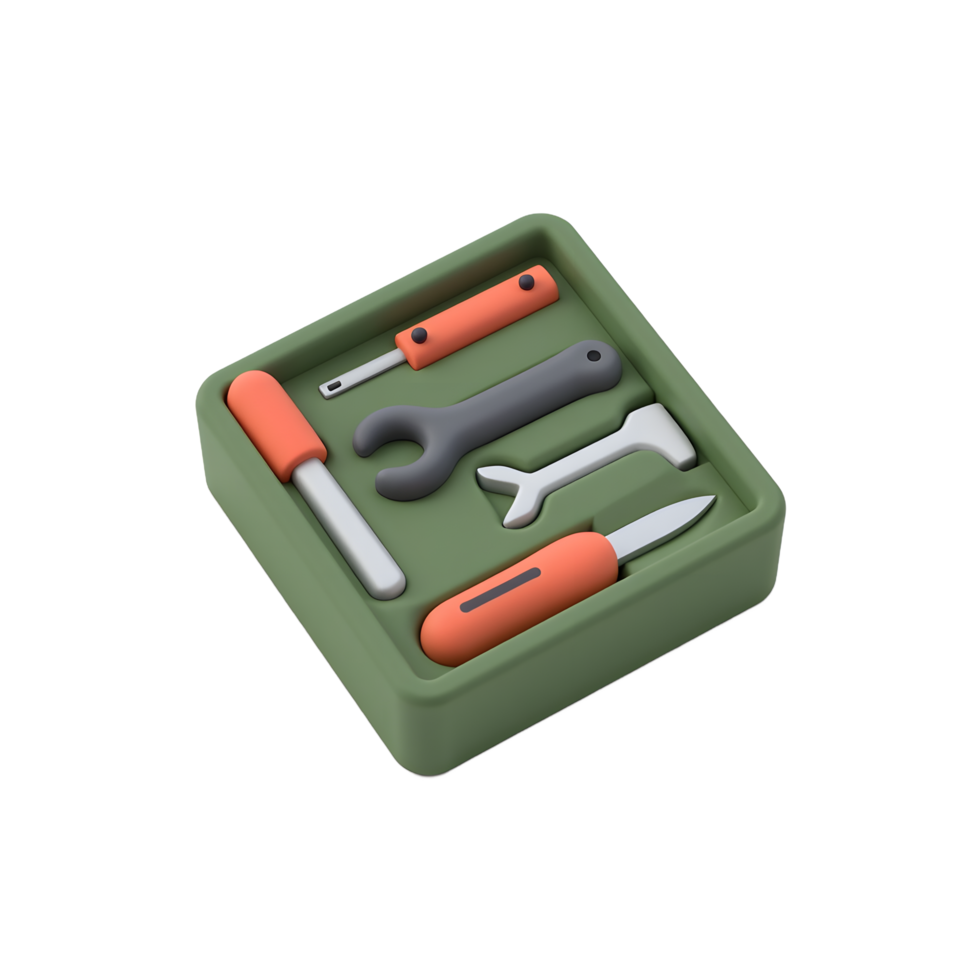 3D Rendered Tool Kit Icon Green Box png