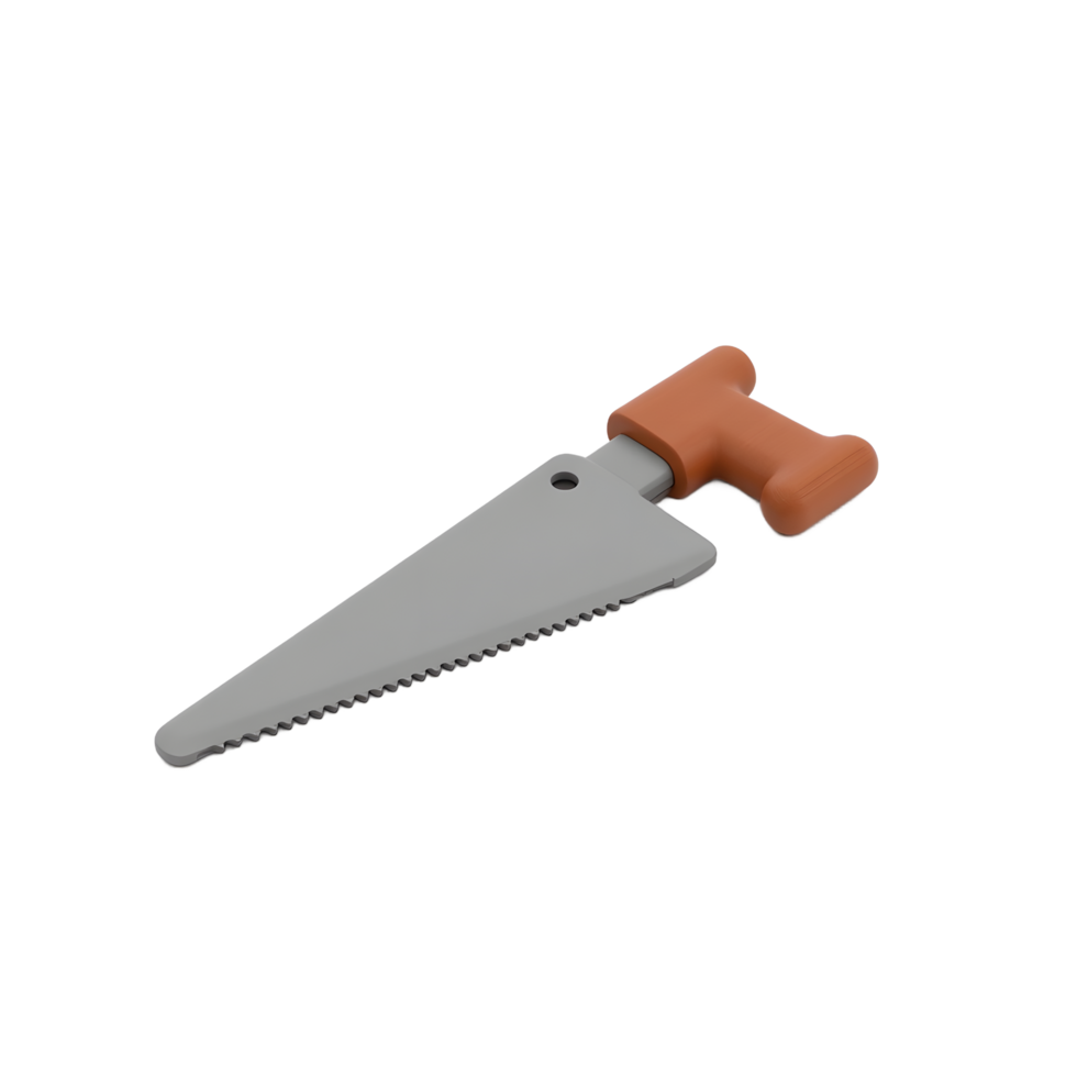 Grey Hand Saw with Brown Handle 3D Render png