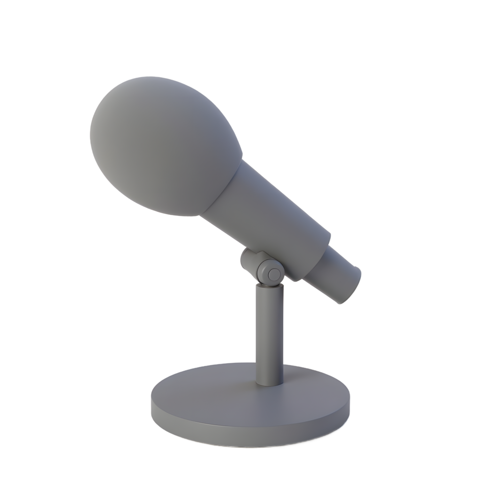 Gray Desk Microphone 3D Model Render png