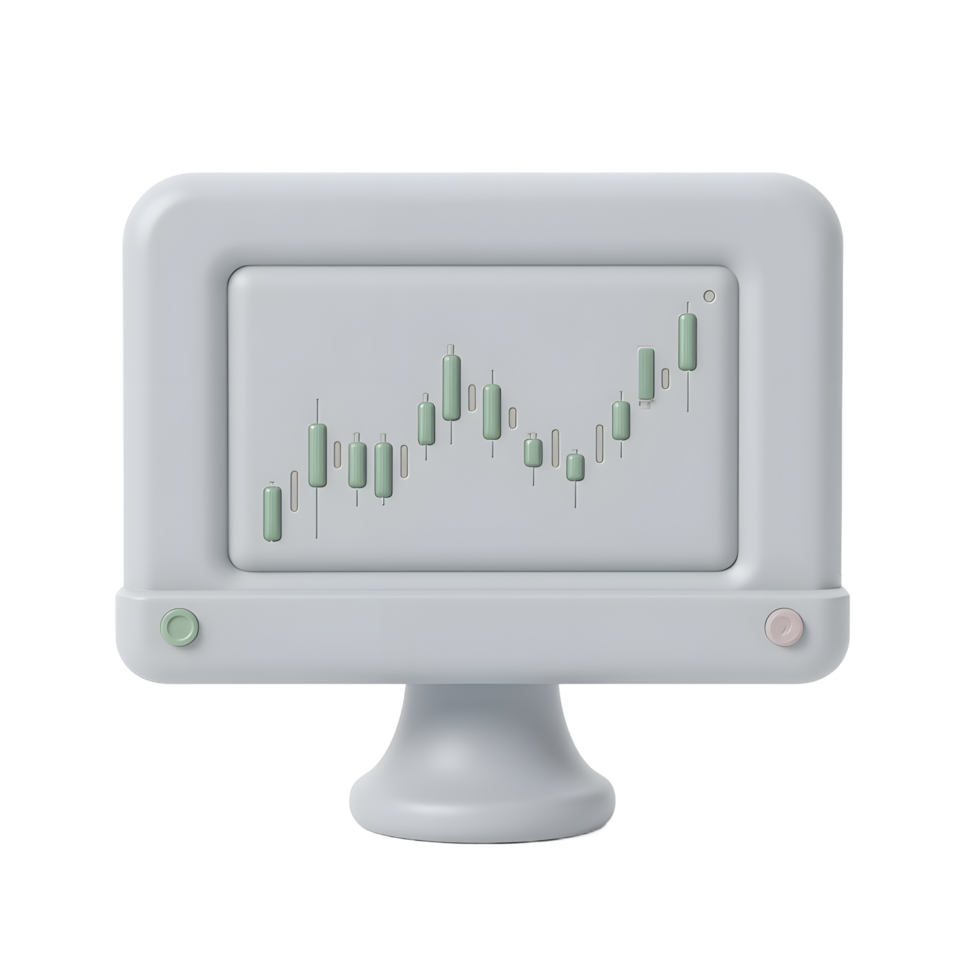 Stock Market Candlestick Chart on Computer Monitor png