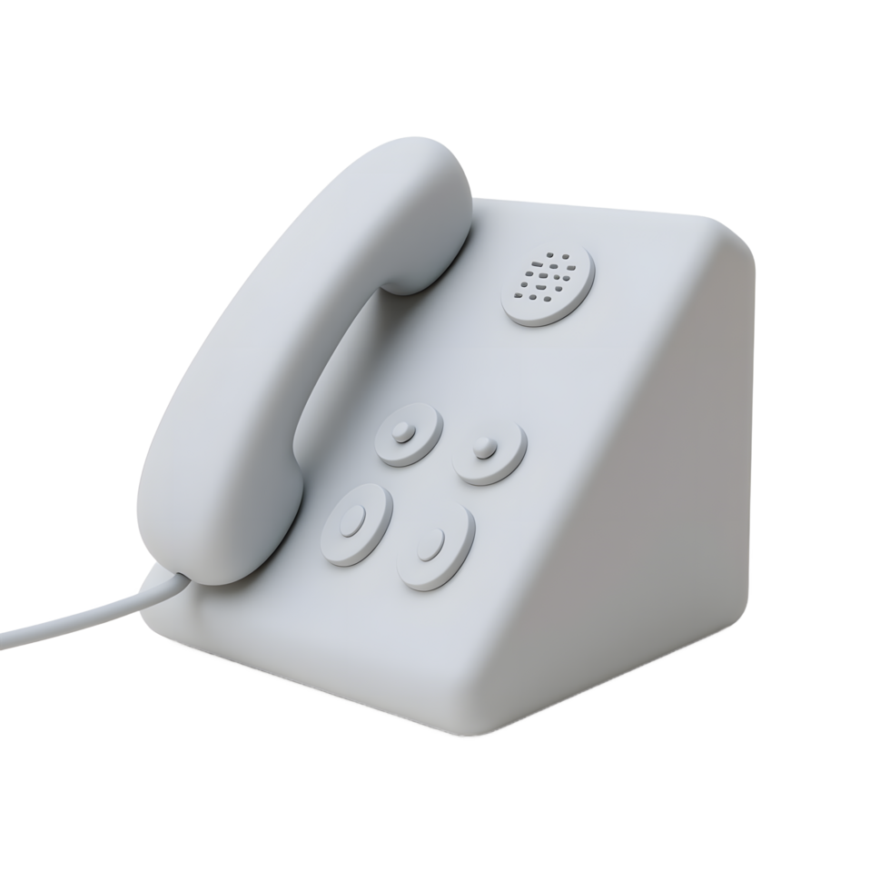 Simple Gray Desk Phone 3D Model for Design Projects png