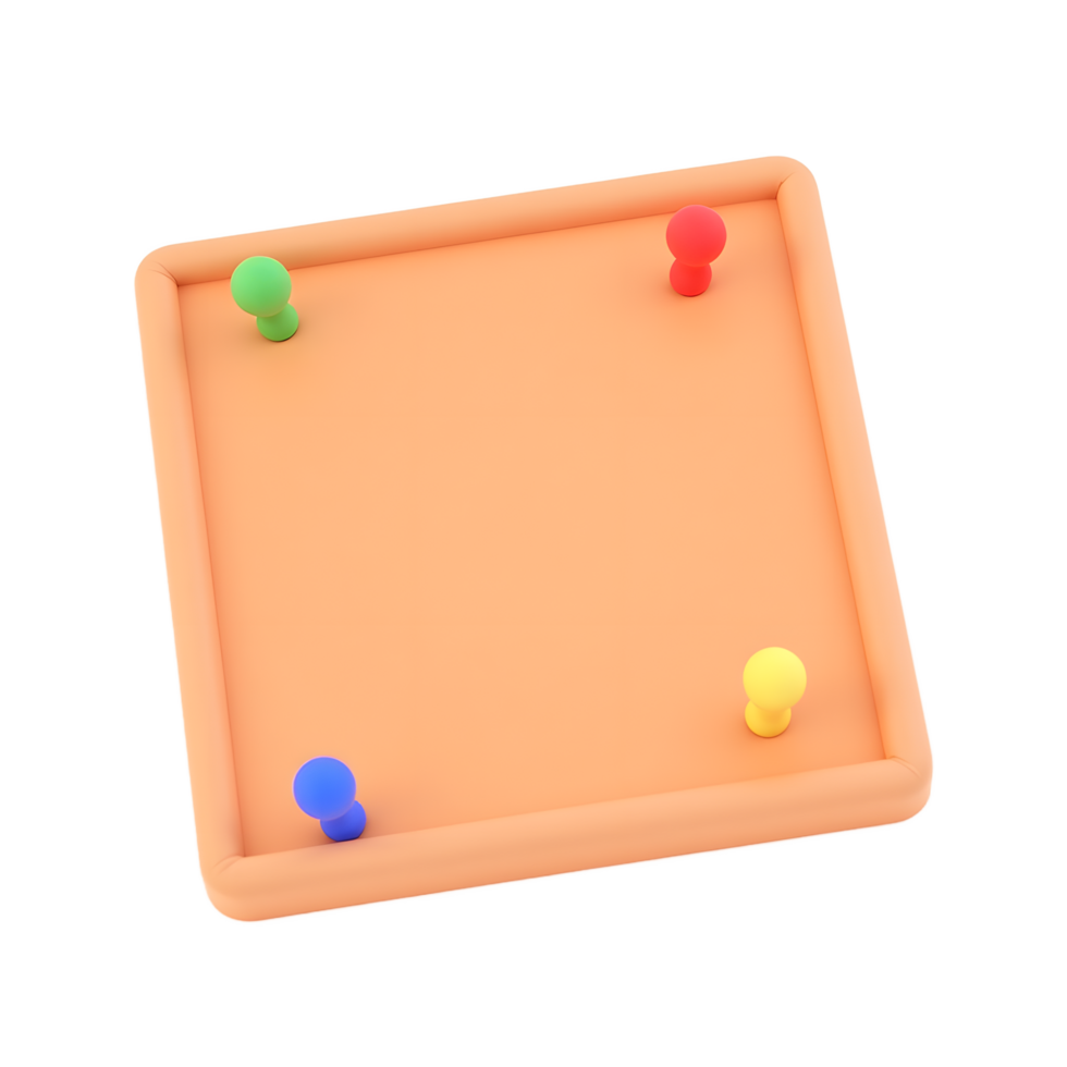 Colorful Push Pins on Orange Board Mockup png