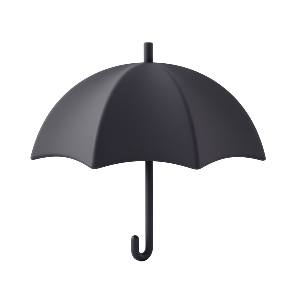 Black Umbrella 3D Render Protection Icon png