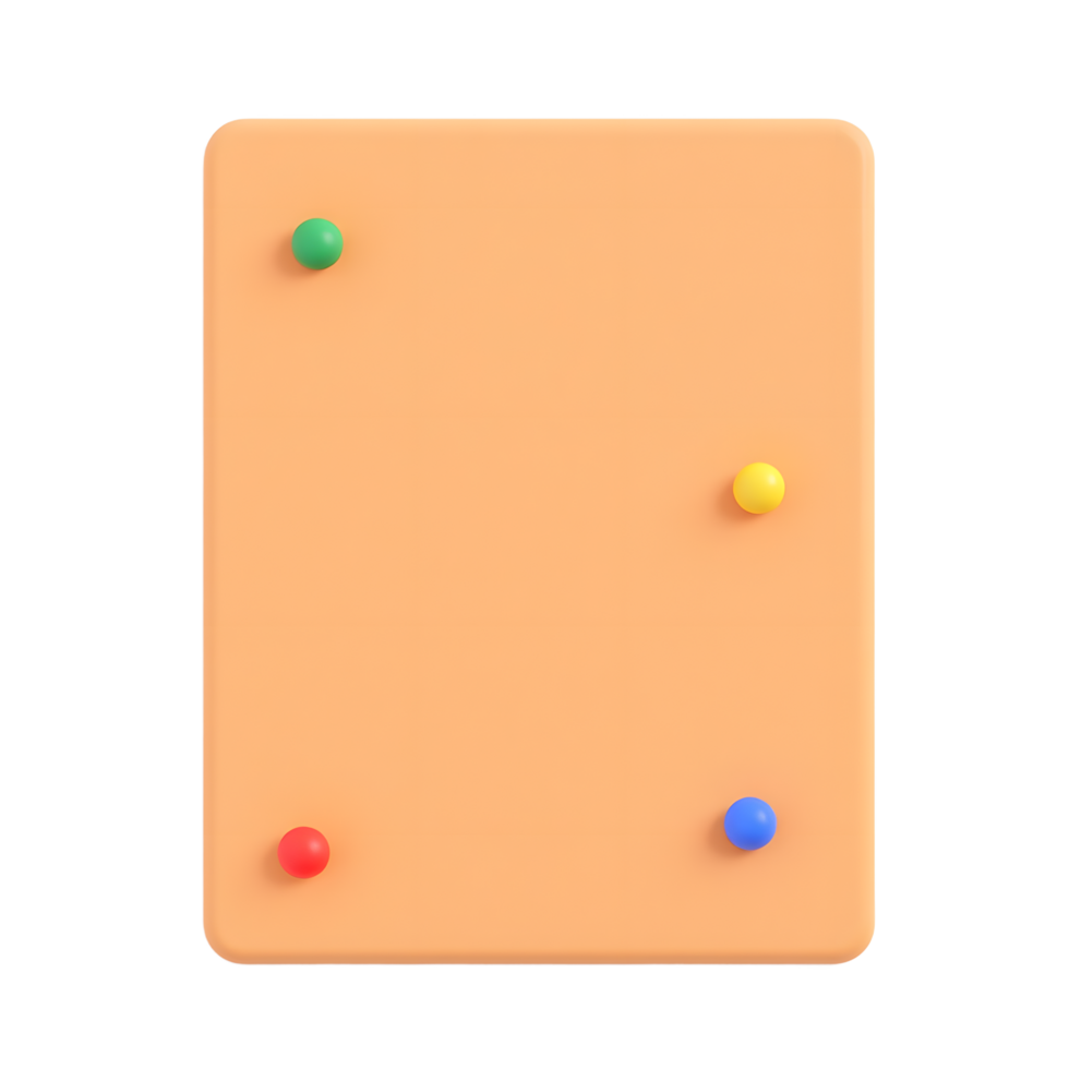Peach Colored Board with Colorful Push Pins for Notes png