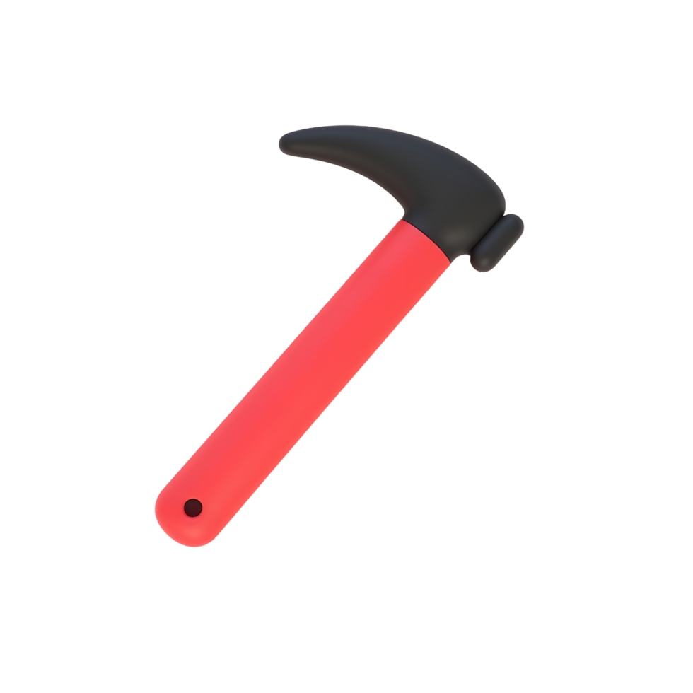 Red Hammer Tool 3D Render Isolated on White png