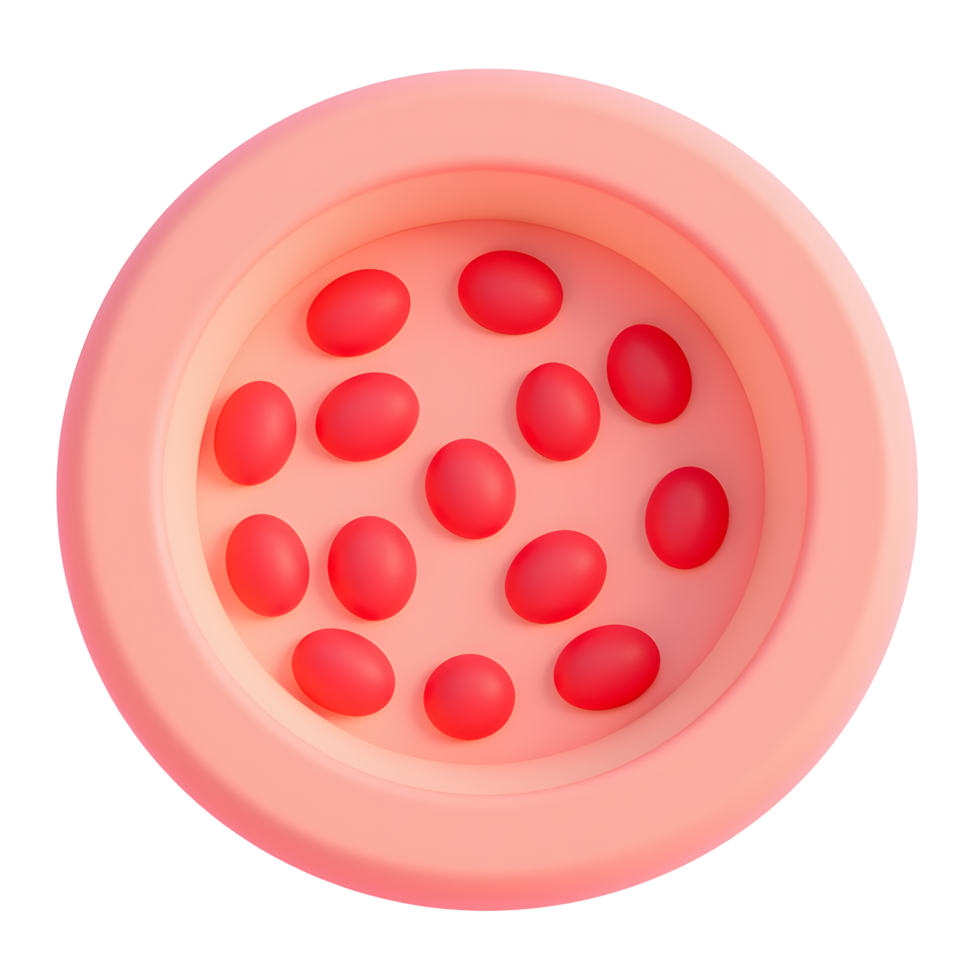 Pink Bowl with Red Capsules 3D Render png