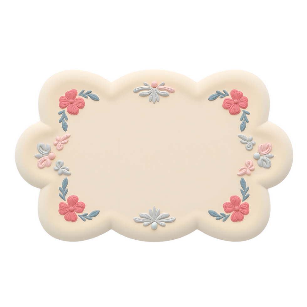 Floral Cream Blank Sign Decorative Frame for Craft Projects png