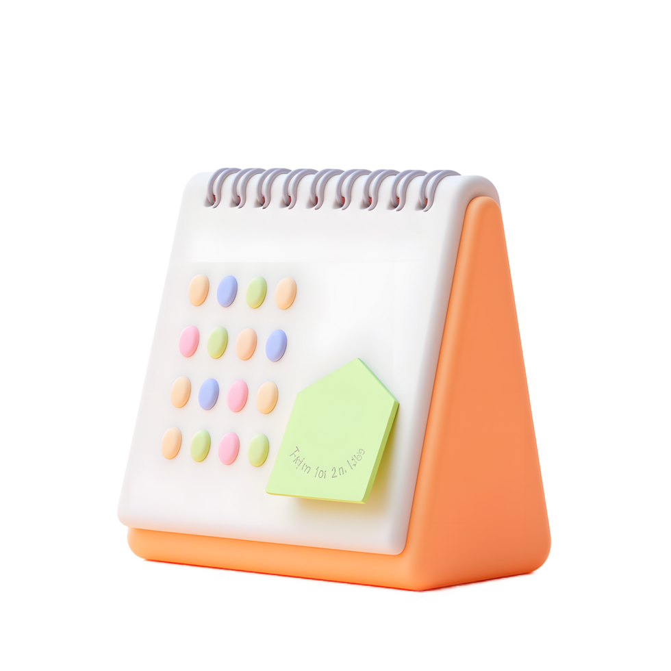 Cute Pastel Desk Calendar with Sticky Note Reminder png