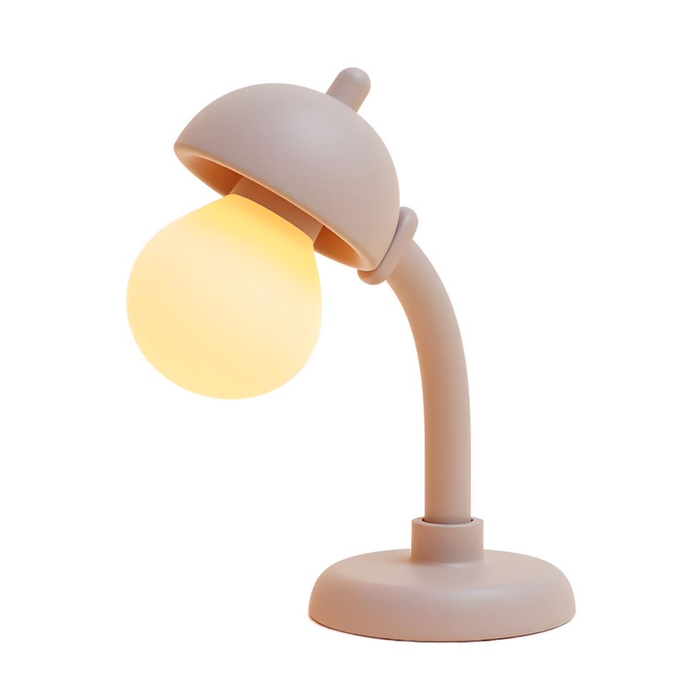 Cute Pastel Desk Lamp 3D Render Warm Light png