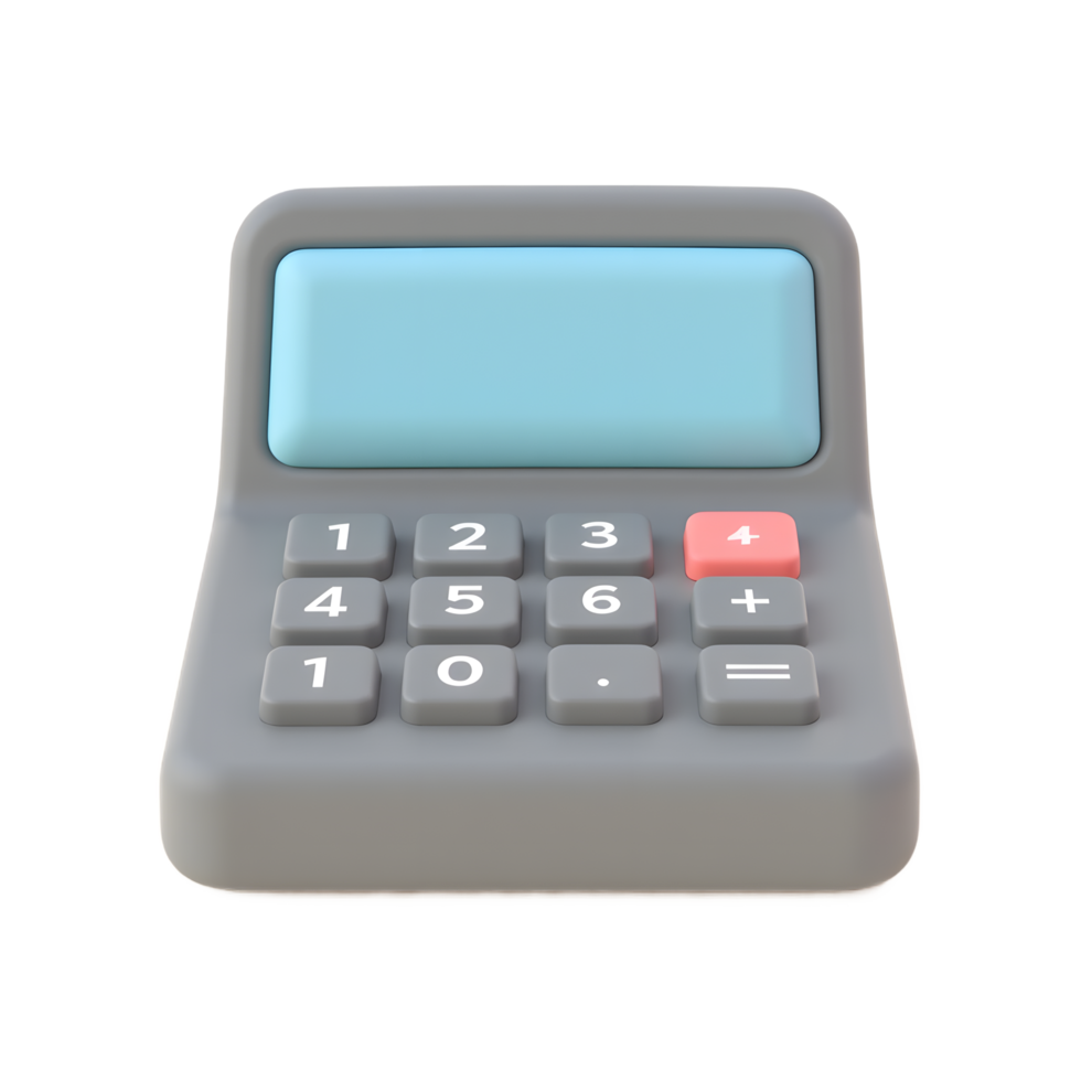Cute Gray Calculator 3D Render for App Icons and Websites png