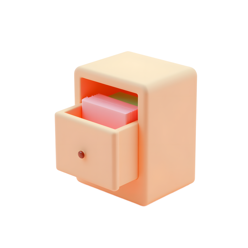 Pastel Orange File Cabinet Drawer 3D Render png